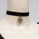 Vintage Black Gothic Rudder Pendant Necklace Women Velvet Collar Necklace