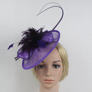 Women Girls Party Charms Bridal Fascinator Hairclip Wedding Headpiece Feather Hairpin Hair Decor Accessory Purple