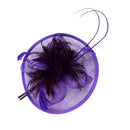 Women Girls Party Charms Bridal Fascinator Hairclip Wedding Headpiece Feather Hairpin Hair Decor Accessory Purple