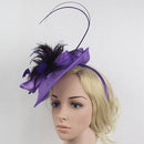 Women Girls Party Charms Bridal Fascinator Hairclip Wedding Headpiece Feather Hairpin Hair Decor Accessory Purple