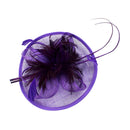 Women Girls Party Charms Bridal Fascinator Hairclip Wedding Headpiece Feather Hairpin Hair Decor Accessory Purple