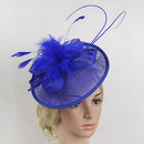 Women Girls Party Charms Bridal Fascinator Hairclip Wedding Headpiece Feather Hairpin Hair Decor Accessory Royal Blue