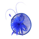 Women Girls Party Charms Bridal Fascinator Hairclip Wedding Headpiece Feather Hairpin Hair Decor Accessory Royal Blue