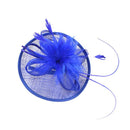 Women Girls Party Charms Bridal Fascinator Hairclip Wedding Headpiece Feather Hairpin Hair Decor Accessory Royal Blue