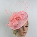 Women Girls Party Charms Bridal Fascinator Hairclip Wedding Headpiece Feather Hairpin Hair Decor Accessory Pink