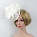 Lady Bridal Wedding Dance Prom Party Fashionable Fascinator Hairclip Wedding Headpiece Feather Hairpin Beige