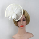 Lady Bridal Wedding Dance Prom Party Fashionable Fascinator Hairclip Wedding Headpiece Feather Hairpin Beige