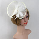 Lady Bridal Wedding Dance Prom Party Fashionable Fascinator Hairclip Wedding Headpiece Feather Hairpin Beige