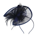 Lady Bridal Wedding Dance Prom Party Fashionable Fascinator Hairclip Wedding Headpiece Feather Hairpin Navy Blue