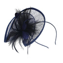 Lady Bridal Wedding Dance Prom Party Fashionable Fascinator Hairclip Wedding Headpiece Feather Hairpin Navy Blue