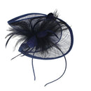 Lady Bridal Wedding Dance Prom Party Fashionable Fascinator Hairclip Wedding Headpiece Feather Hairpin Navy Blue