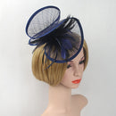Lady Bridal Wedding Dance Prom Party Fashionable Fascinator Hairclip Wedding Headpiece Feather Hairpin Navy Blue