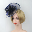 Lady Bridal Wedding Dance Prom Party Fashionable Fascinator Hairclip Wedding Headpiece Feather Hairpin Navy Blue