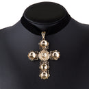 Rhinestone Cross Pendant Gothic Black Velvet Choker Collar Elegant Necklace
