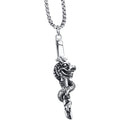 Stainless Steel Dragon Deisgn Charm Pendant Chain Necklace Vintage Jewelry Gift for Men Women