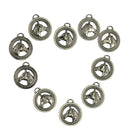 10 Pcs Tibetan Silver Western Horse Round Charms Pendants Jewelry DIY Making