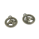 10 Pcs Tibetan Silver Western Horse Round Charms Pendants Jewelry DIY Making