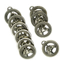 10 Pcs Tibetan Silver Western Horse Round Charms Pendants Jewelry DIY Making