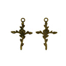 20 x Vintage Bronze Rose Flower Cross Charms Jewelry DIY Making Crafts