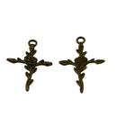 20 x Vintage Bronze Rose Flower Cross Charms Jewelry DIY Making Crafts