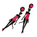 Hip Hop Long Acrylic Earrings Black Hot Pink Color Statement Heart Stud Earrings