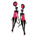 Hip Hop Long Acrylic Earrings Black Hot Pink Color Statement Heart Stud Earrings