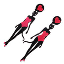 Hip Hop Long Acrylic Earrings Black Hot Pink Color Statement Heart Stud Earrings