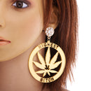 Punk Large Round Marijuana Earrings Acrylic Ear Studs Women Fashion Jewelry