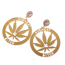 Punk Large Round Marijuana Earrings Acrylic Ear Studs Women Fashion Jewelry