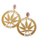 Punk Large Round Marijuana Earrings Acrylic Ear Studs Women Fashion Jewelry