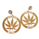Punk Large Round Marijuana Earrings Acrylic Ear Studs Women Fashion Jewelry