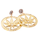 Punk Large Round Marijuana Earrings Acrylic Ear Studs Women Fashion Jewelry