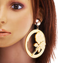 1 Pair Dangle Earrings Fashion Jewelry Ear Stud Rond Shape Statement Hiphop Gold Tone