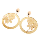 1 Pair Dangle Earrings Fashion Jewelry Ear Stud Rond Shape Statement Hiphop Gold Tone