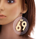 1 Pair Acrylic Large Number 69 Dangle Earrings Women Hip Hop Earrings Jewelry