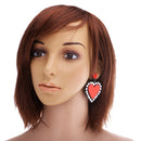 Red Peach Heart Stud Heart Design Crystal Rhinestone Earrings Stud Earrings
