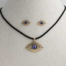 Classic Fashion Evil Eye Pendant Necklace Ear Studs Jewelry Set Lucky Charms