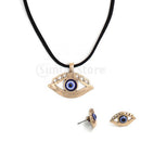 Classic Fashion Evil Eye Pendant Necklace Ear Studs Jewelry Set Lucky Charms