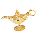 Metal Flower Craved Oil Lamp Light Aladdin Magic Genie Lamp Wishing Pot Party Prop Gold