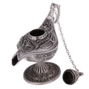 Vintage Metal Engraved Oil Lamp Light Aladdin Magic Genie Lamp Wishing Pot Panto Prop Tibetan Silver