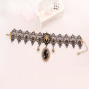 Women Gothic Retro Lace Spider Web Choker Necklace Bead Pendant Chain Collar
