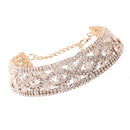 Luxury Sparkle Rhinestone Alloy Choker Collar Necklace Party Prom Fancy Lady Gold Tone Ornaments