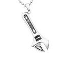 Stainless Steel Pendant Necklace Wrench Shape Beads Chain Industrial Style
