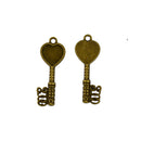 30x Punk Bronze Blank Heart Bezel Tray Key Charms Pendant DIY Jewelry Making