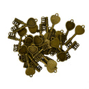 30x Punk Bronze Blank Heart Bezel Tray Key Charms Pendant DIY Jewelry Making