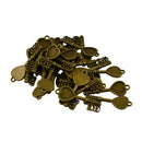 30x Punk Bronze Blank Heart Bezel Tray Key Charms Pendant DIY Jewelry Making