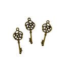 50Pcs Hollow Filigree 3D Rose Flower Key Charms Pendan Jewelry DIY Making