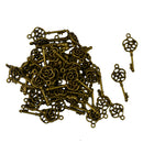 50Pcs Hollow Filigree 3D Rose Flower Key Charms Pendan Jewelry DIY Making