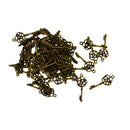 50Pcs Hollow Filigree 3D Rose Flower Key Charms Pendan Jewelry DIY Making