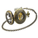 Antique Style Vintage Wheel Gear Clock Mechanical Automatic Pocket Watch Necklace Bronze